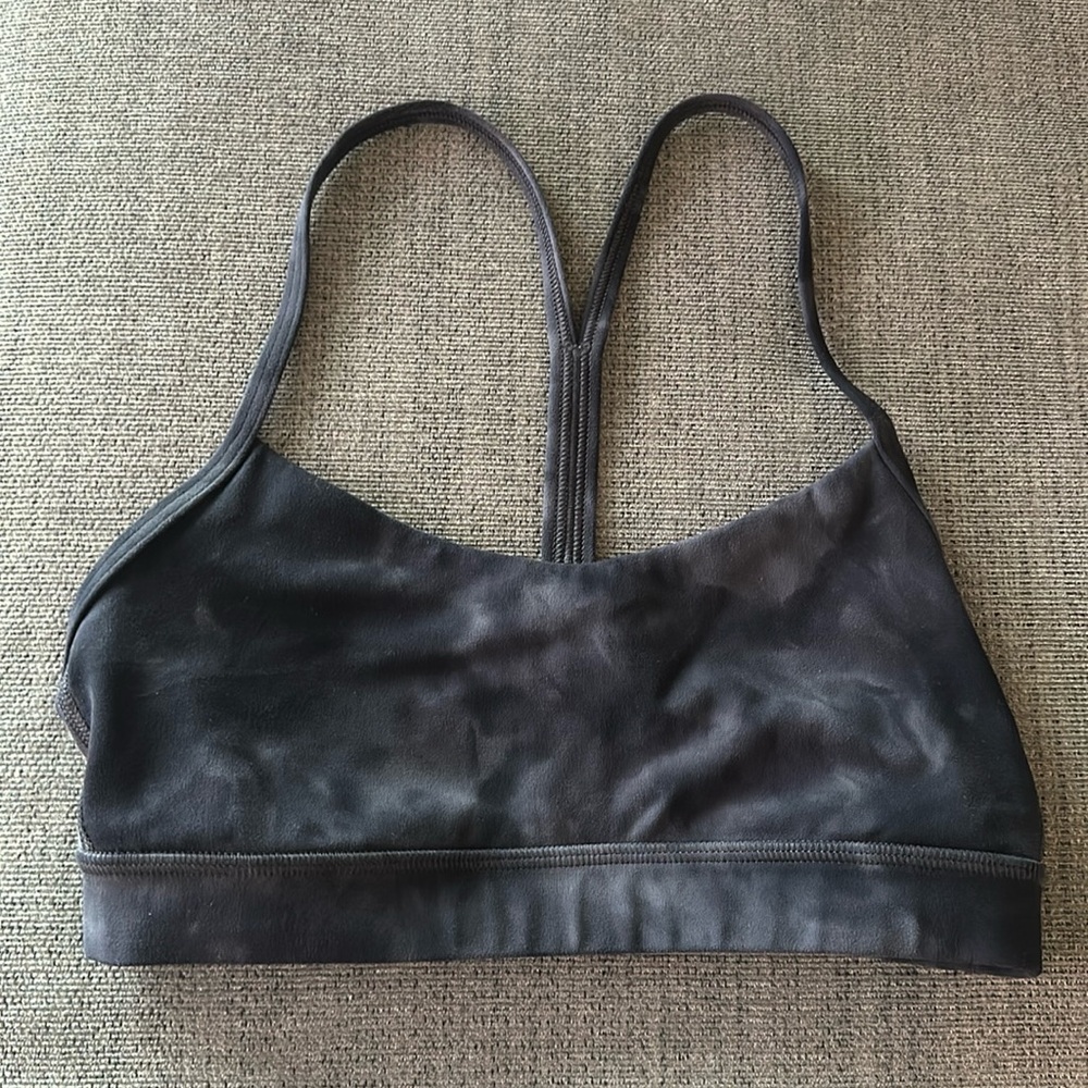 Lululemon Flow Y Bra Nulu Light Support workout bra. Blue army camo